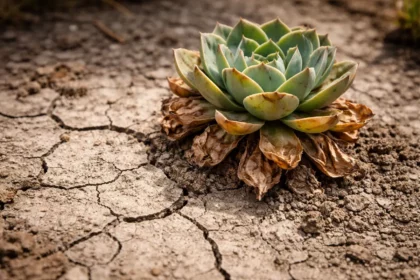 why are my succulents turning with cracked dry soil around the plant