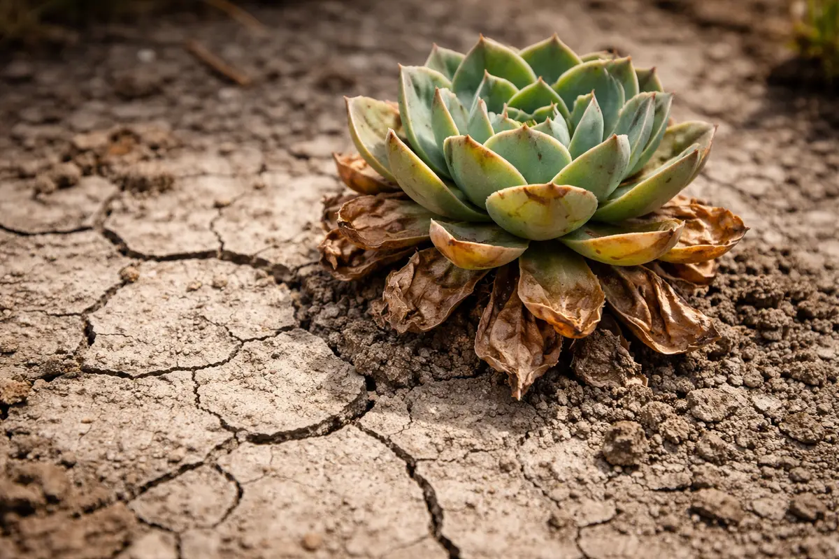 why are my succulents turning with cracked dry soil around the plant