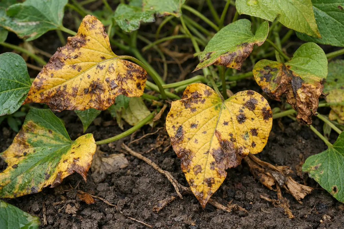 why are my sweet potato with visible browning or spots on leaves