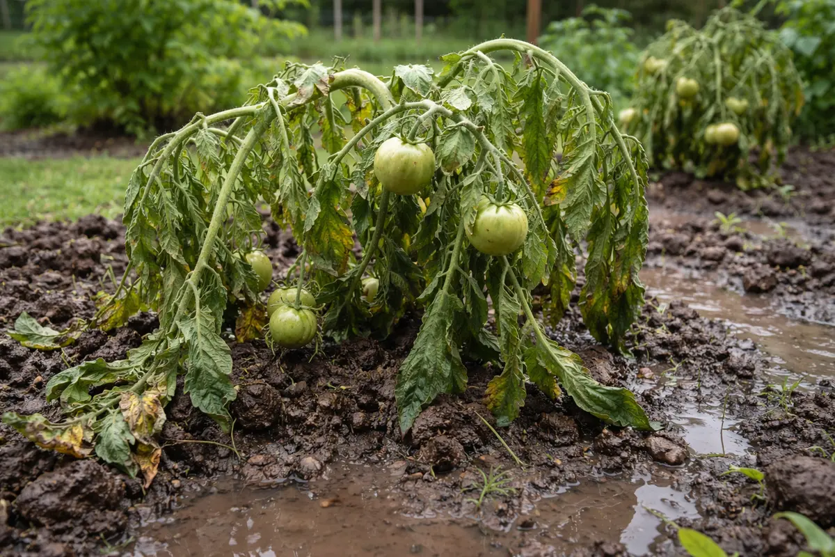 why are my tomato plants wilting wilting visibly in real garden soil