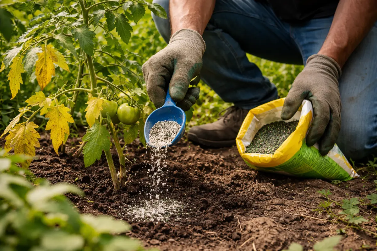 why are my tomatoes turning yellow feed tomatoes with high nitrogen fertilizer