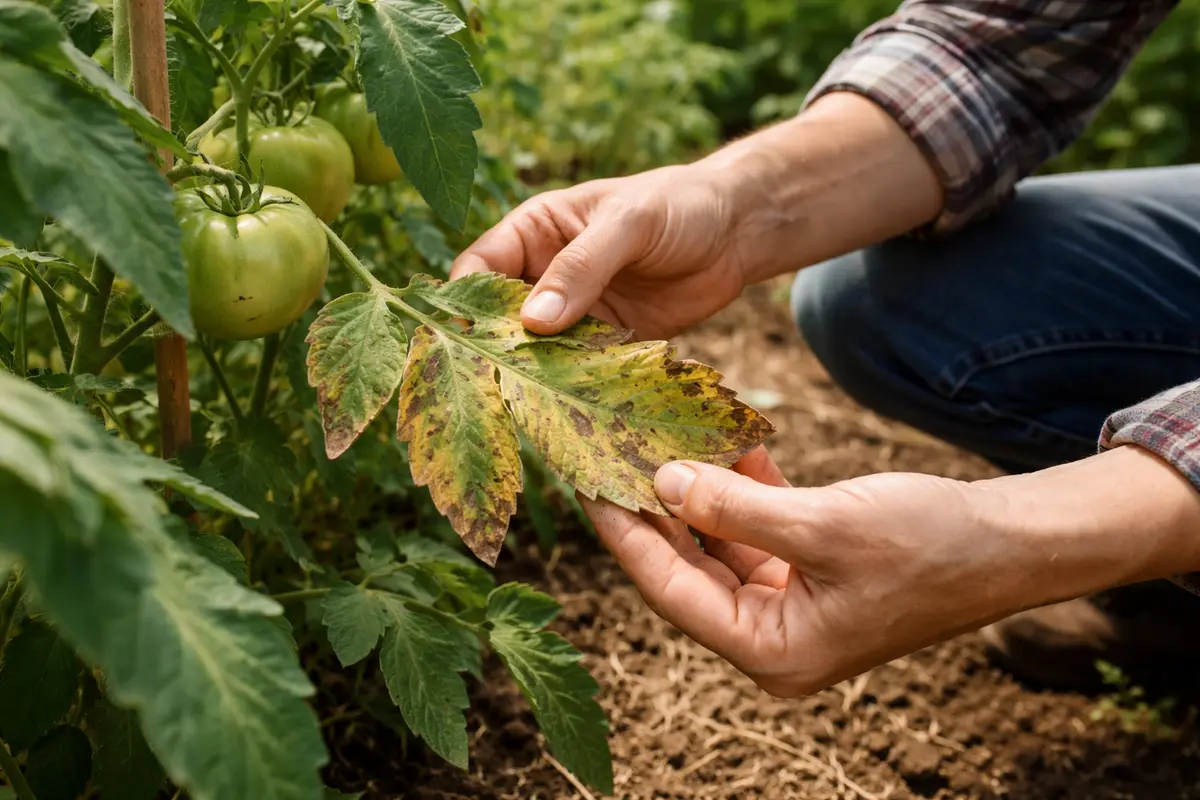 why are my tomatoes turning yellow during inspect leaves for sunburn symptoms