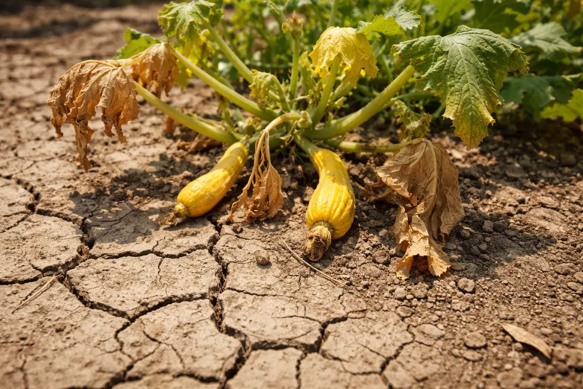 why are my yellow squash with cracked dry soil around the plant