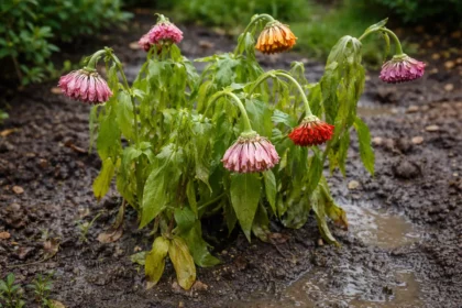 why are my zinnias wilting after wilting visibly in real garden soil