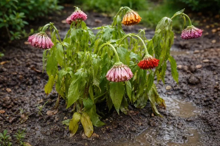 why are my zinnias wilting after wilting visibly in real garden soil