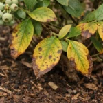 why do my blueberry bushes with visible browning or spots on leaves