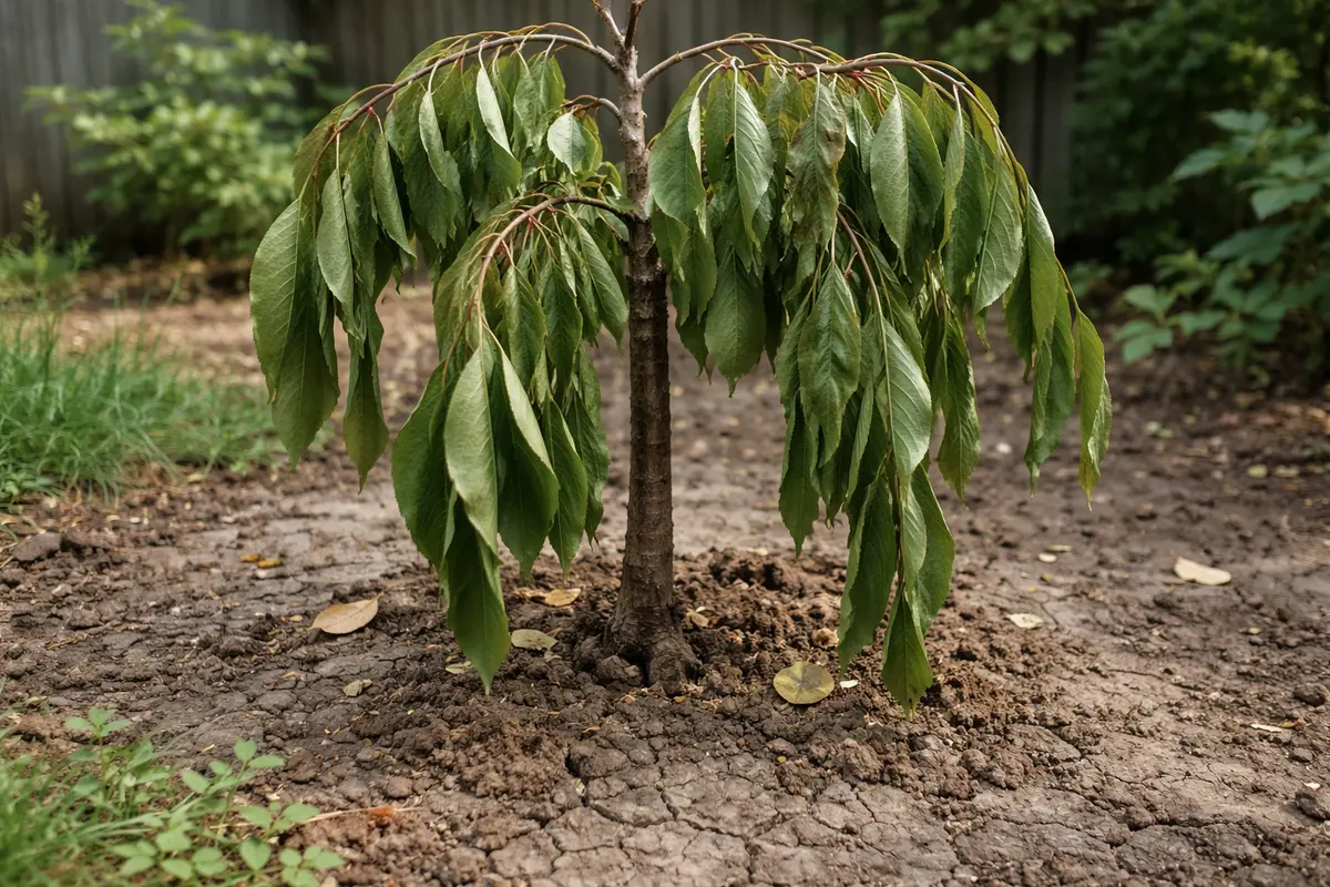 why do my cherry trees have wilting visibly in real garden soil