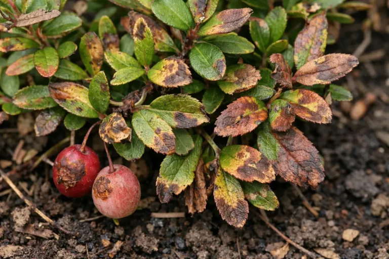 why do my cranberries develop with visible browning or spots on leaves