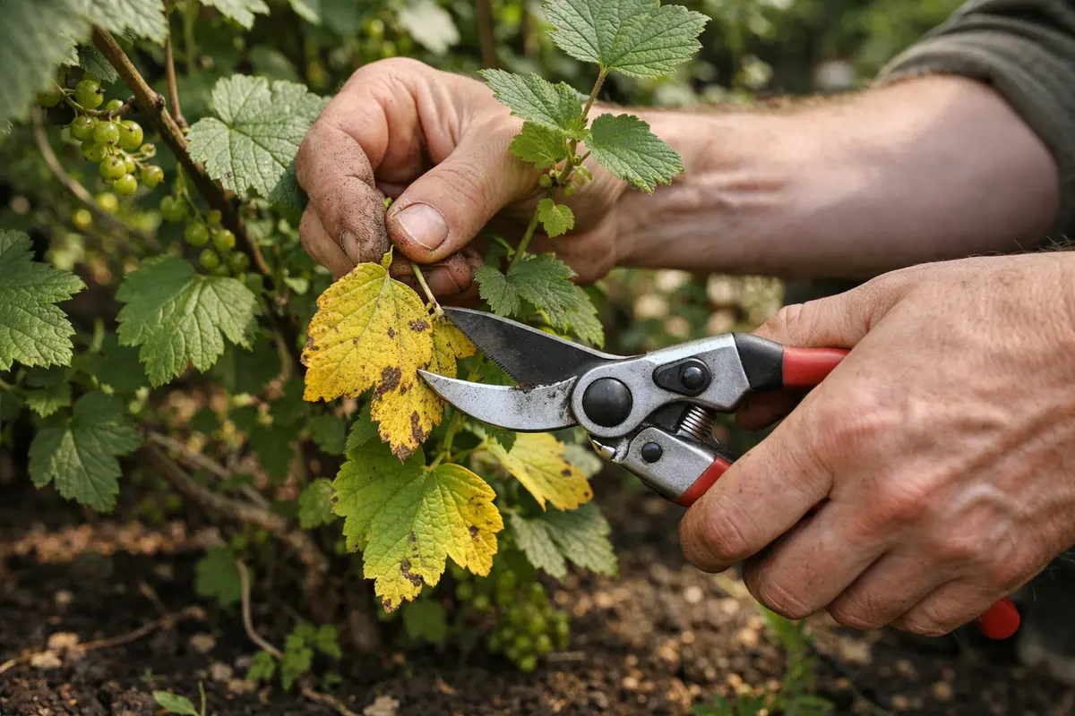 why do my currant bushes have yellowing prune yellowing currant leaves immediately