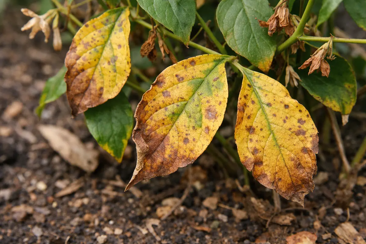why do my jasmine leaves with visible browning or spots on leaves