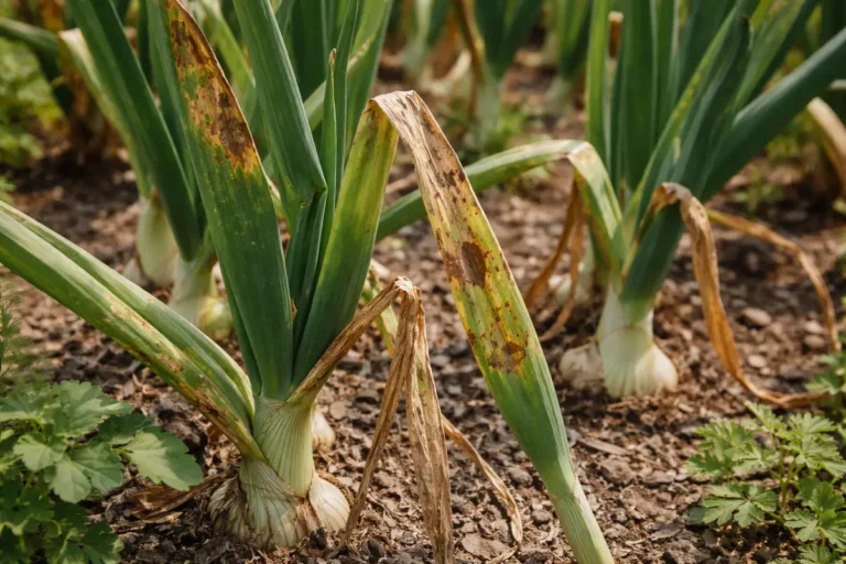 why do my onions have with visible browning or spots on leaves