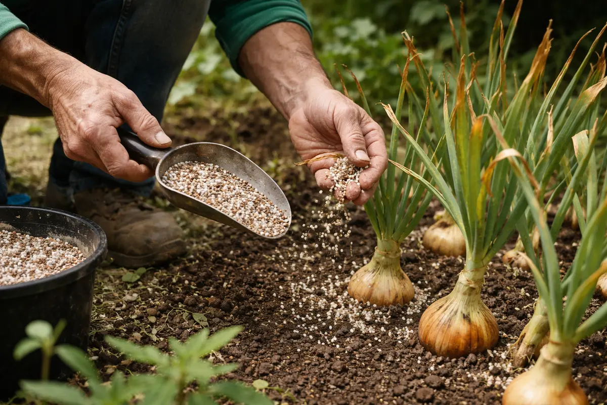 why do my onions have brown feed onions with nutrients for recovery