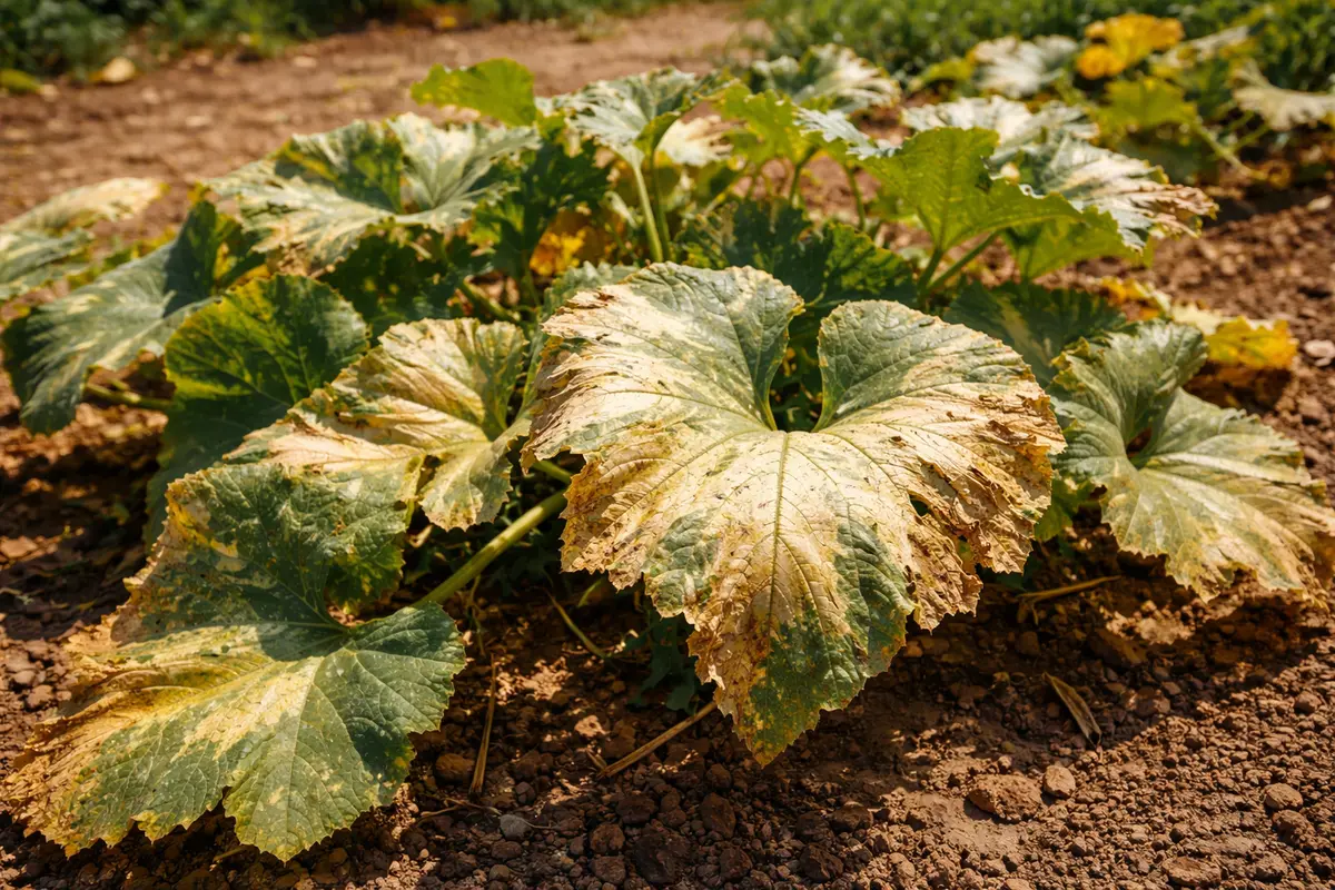 why do my pumpkin leaves with scorched leaf edges in harsh sun