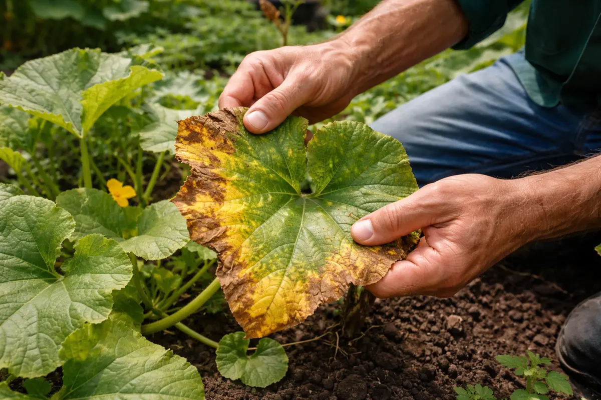 why do my pumpkin leaves turn inspect pumpkin leaves for sunburn damage