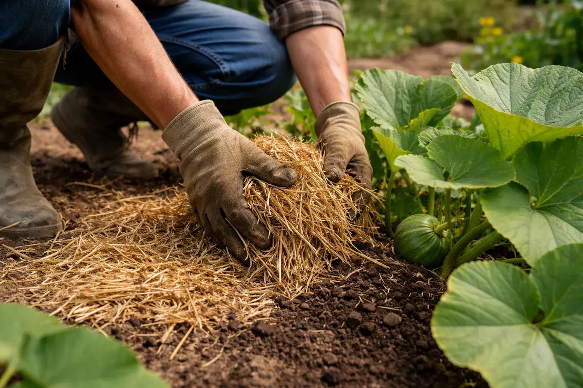 why do my pumpkin leaves turn mulch around pumpkins to retain moisture