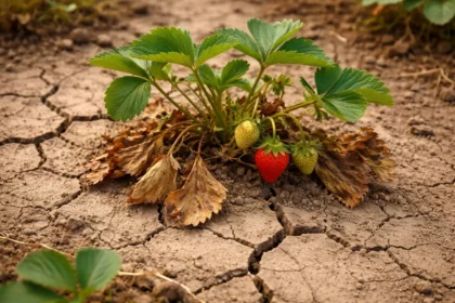 why do my strawberries keep with cracked dry soil around the plant