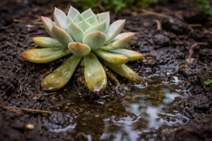 why do my succulents look wilted with wet soil around the base
