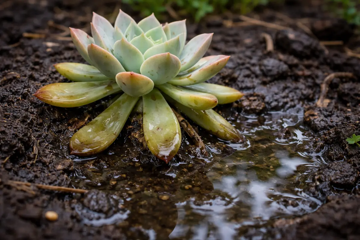 why do my succulents look wilted with wet soil around the base