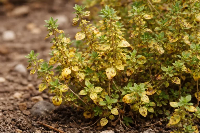 why does my thyme turn with visible browning or spots on leaves