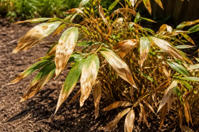 why is my bamboo turning with scorched leaf edges in harsh sun