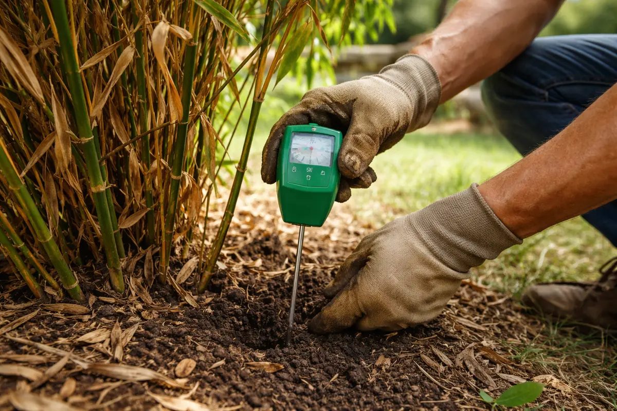 why is my bamboo turning brown test soil moisture levels for bamboo