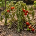 why is my cherry tomato plant wilting visibly in real garden soil