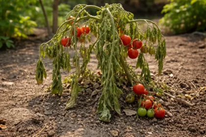 why is my cherry tomato plant wilting visibly in real garden soil