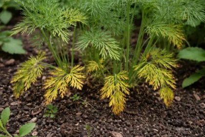 why is my dill developing with visible browning or spots on leaves