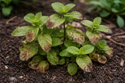 why is my mint turning with visible browning or spots on leaves
