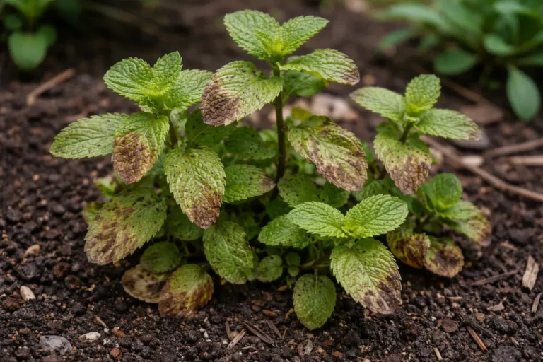 why is my mint turning with visible browning or spots on leaves