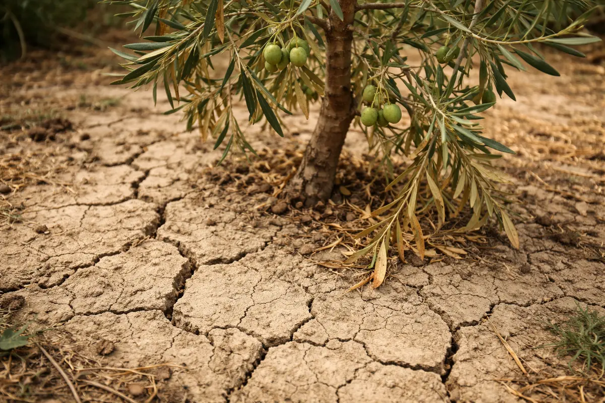 why is my olive tree with cracked dry soil around the plant