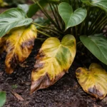 why is my philodendron turning with visible browning or spots on leaves