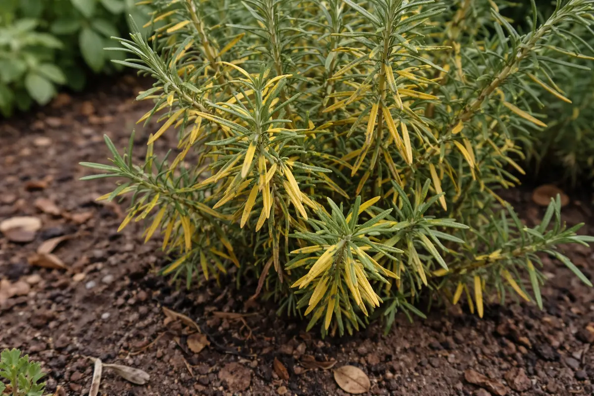 why is my rosemary turning with visible browning or spots on leaves