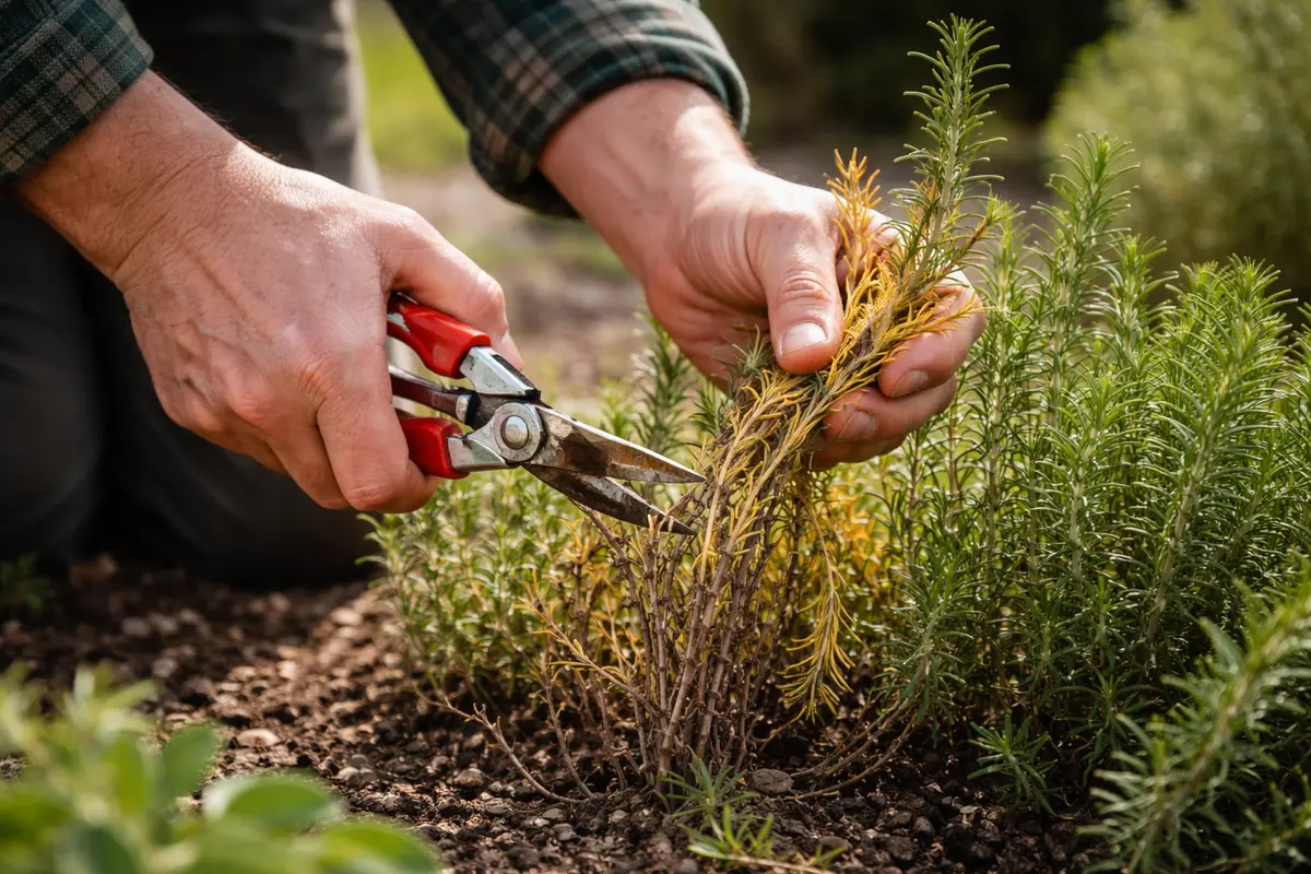 why is my rosemary turning yellow in trim affected rosemary stalks carefully
