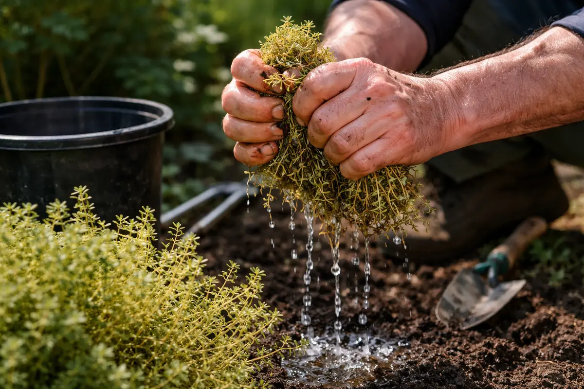 why is my thyme turning yellow after remove excess moisture from thyme